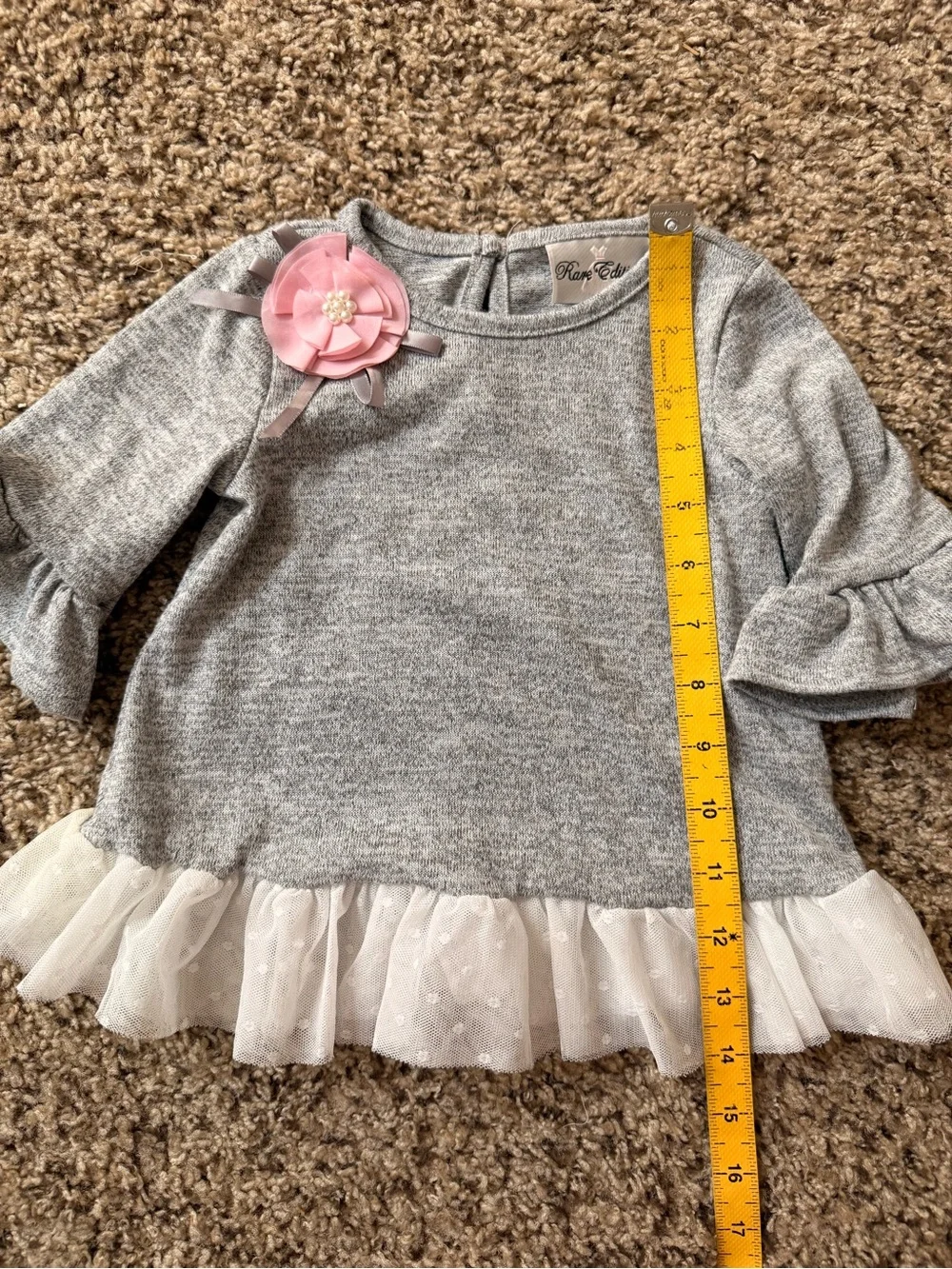 Baby Girl Gray & Pink Ruffled Matching Set with Floral Leggings